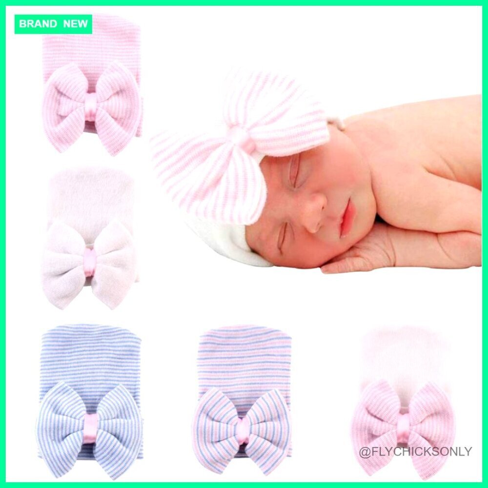 Newborn Hospital Hat Set with Mittens 0-6 Months Soft Cotton Beanie
